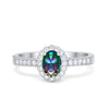 925 Sterling Silver Art Deco Oval CZ Floral Wedding Engagement Ring