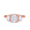 925 Sterling Silver Art Deco Three Stone Halo Oval Round CZ Engagement Ring