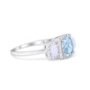 925 Sterling Silver Art Deco Three Stone Halo Oval Round CZ Engagement Ring