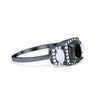 925 Sterling Silver Art Deco Three Stone Halo Oval Round CZ Engagement Ring
