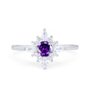 925 Sterling Silver Art Deco Marquise Round CZ Cluster Wedding Ring