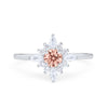 925 Sterling Silver Art Deco Marquise Round CZ Cluster Wedding Ring