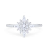 925 Sterling Silver Art Deco Marquise Round CZ Cluster Wedding Ring