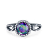 925 Sterling Silver Round CZ Halo Split Shank Wedding Engagement Ring