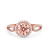 925 Sterling Silver Round CZ Halo Split Shank Wedding Engagement Ring