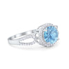 925 Sterling Silver Round CZ Halo Split Shank Wedding Engagement Ring