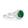 925 Sterling Silver Round CZ Halo Split Shank Wedding Engagement Ring