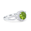 925 Sterling Silver Round CZ Halo Split Shank Wedding Engagement Ring