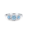 925 Sterling Silver Art Deco Three Stone Halo Engagement Promise Ring