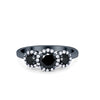 925 Sterling Silver Art Deco Three Stone Halo Engagement Promise Ring