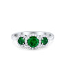 925 Sterling Silver Art Deco Three Stone Halo Engagement Promise Ring