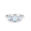 925 Sterling Silver Art Deco Three Stone Halo Engagement Promise Ring
