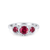 925 Sterling Silver Art Deco Three Stone Halo Engagement Promise Ring