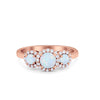 925 Sterling Silver Art Deco Three Stone Halo Engagement Promise Ring