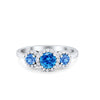 925 Sterling Silver Art Deco Three Stone Halo Engagement Promise Ring