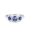 925 Sterling Silver Art Deco Three Stone Round CZ Engagement Ring