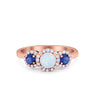 925 Sterling Silver Art Deco Three Stone Round CZ Engagement Ring