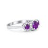 925 Sterling Silver Art Deco Three Stone Halo Engagement Promise Ring