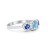 925 Sterling Silver Art Deco Bridal Set Cushion Round CZ Wedding Band Ring