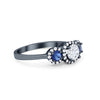 925 Sterling Silver Art Deco Bridal Set Cushion Round CZ Wedding Band Ring