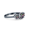 925 Sterling Silver Art Deco Three Stone Halo Engagement Promise Ring