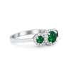925 Sterling Silver Art Deco Three Stone Halo Engagement Promise Ring