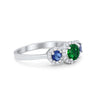 925 Sterling Silver Art Deco Bridal Set Cushion Round CZ Wedding Band Ring