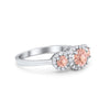 925 Sterling Silver Art Deco Three Stone Halo Engagement Promise Ring