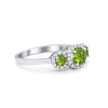 925 Sterling Silver Art Deco Three Stone Halo Engagement Promise Ring