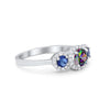 925 Sterling Silver Art Deco Three Stone Round CZ Engagement Ring