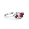 925 Sterling Silver Art Deco Three Stone Halo Engagement Promise Ring