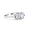925 Sterling Silver Art Deco Three Stone Halo Engagement Promise Ring