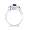 925 Sterling Silver Art Deco Three Stone Halo Engagement Promise Ring