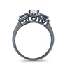 925 Sterling Silver Art Deco Bridal Set Cushion Round CZ Wedding Band Ring