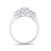 925 Sterling Silver Art Deco Three Stone Halo Engagement Promise Ring