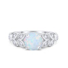 925 Sterling Silver Art Deco Flower Round Cubic Zirconia Wedding Ring