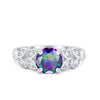 925 Sterling Silver Art Deco Flower Round Cubic Zirconia Wedding Ring