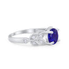 925 Sterling Silver Art Deco Flower Round Cubic Zirconia Wedding Ring