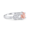 925 Sterling Silver Art Deco Flower Round Cubic Zirconia Wedding Ring