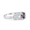 925 Sterling Silver Art Deco Flower Round Cubic Zirconia Wedding Ring