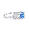 925 Sterling Silver Art Deco Flower Round Cubic Zirconia Wedding Ring