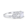 925 Sterling Silver Art Deco Flower Round Cubic Zirconia Wedding Ring