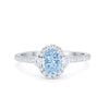 925 Sterling Silver Art Deco Halo Oval Round CZ Promise Anniversary Ring