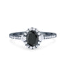 925 Sterling Silver Art Deco Halo Oval Round CZ Promise Anniversary Ring