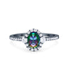 925 Sterling Silver Art Deco Halo Oval Round CZ Promise Anniversary Ring