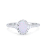 925 Sterling Silver Art Deco Halo Oval Round CZ Promise Anniversary Ring