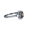925 Sterling Silver Art Deco Halo Oval Round CZ Promise Anniversary Ring