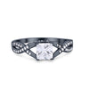 925 Sterling Silver Art Deco Princess Cut Round CZ Engagement Ring
