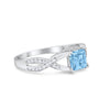 925 Sterling Silver Art Deco Princess Cut Round CZ Engagement Ring