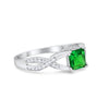 925 Sterling Silver Art Deco Princess Cut Round CZ Engagement Ring